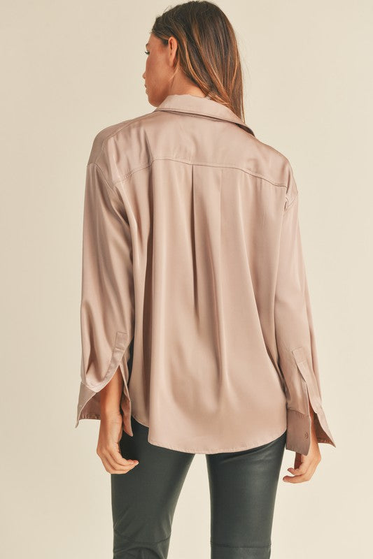 Satin Bralette Top And Shirt Set IMRAMA