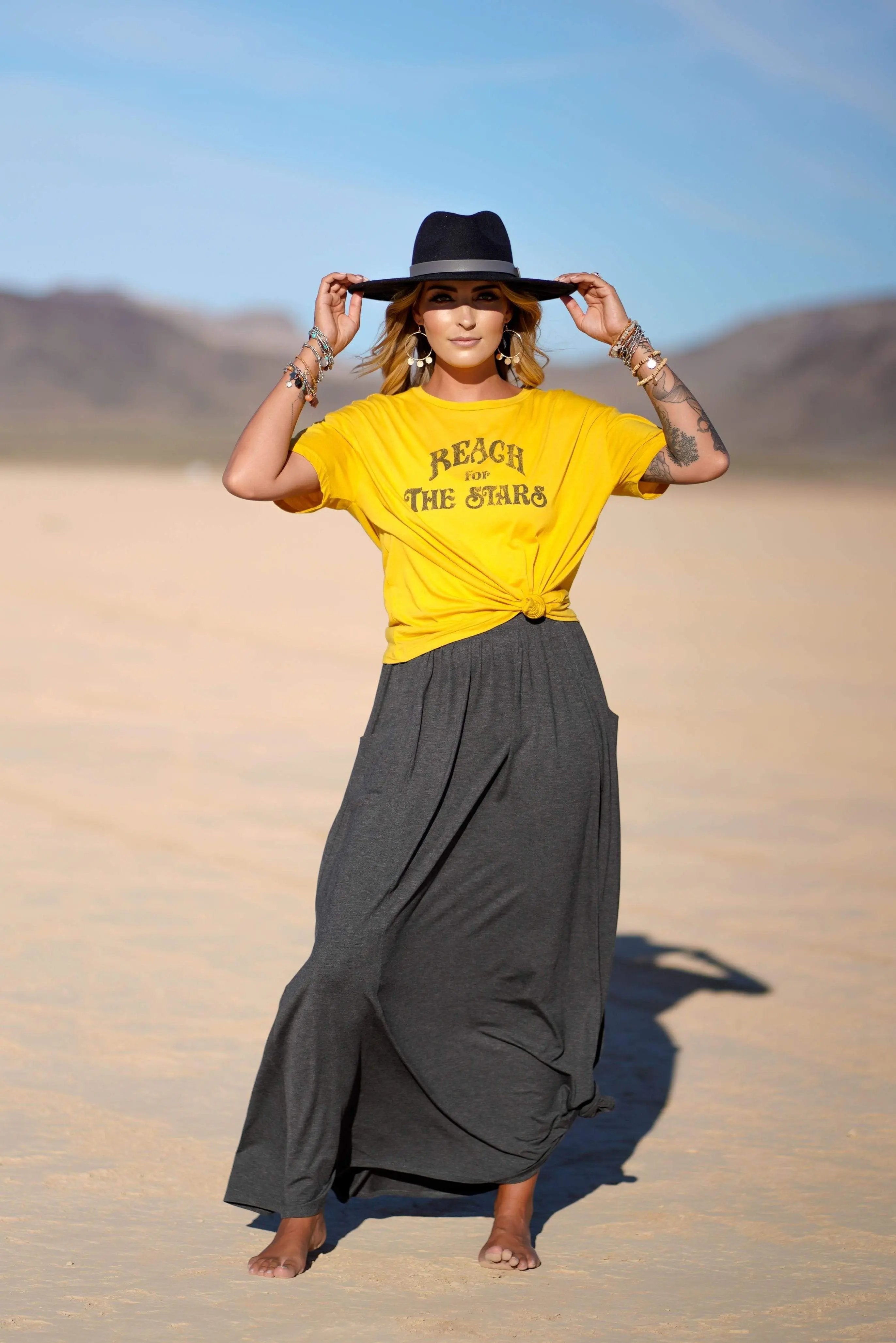 The Perfect Pocketed Maxi Skirt - Charcoal Three Bird Nest