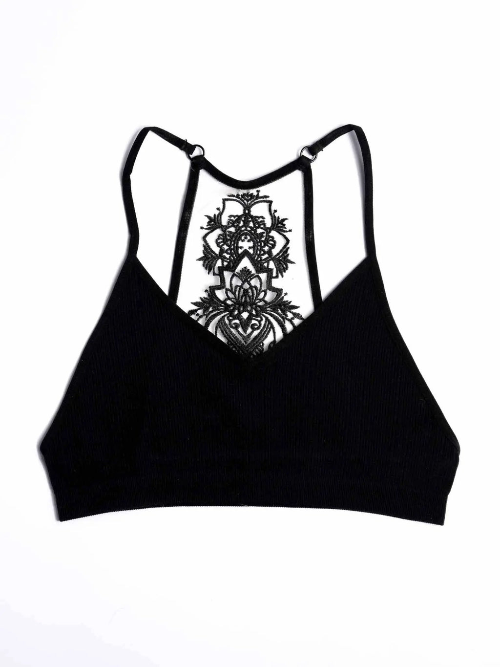 Tattoo Bralette - Black: Black Three Bird Nest