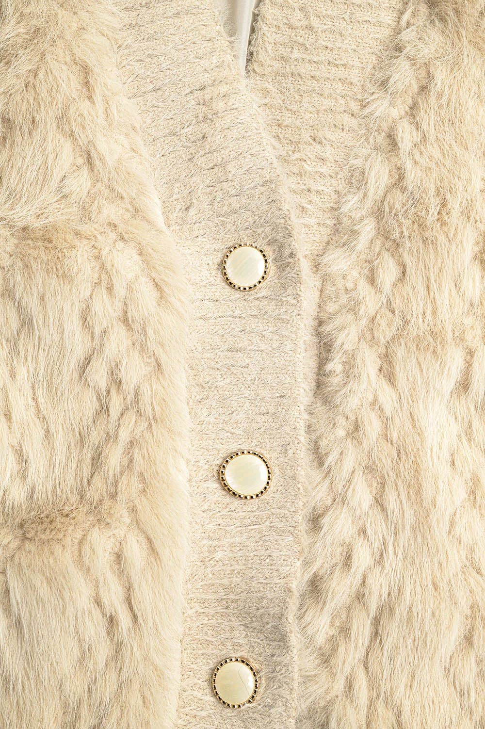 Cropped Jacket  fine faux fur in beige Q2 Free Duties for US & UK