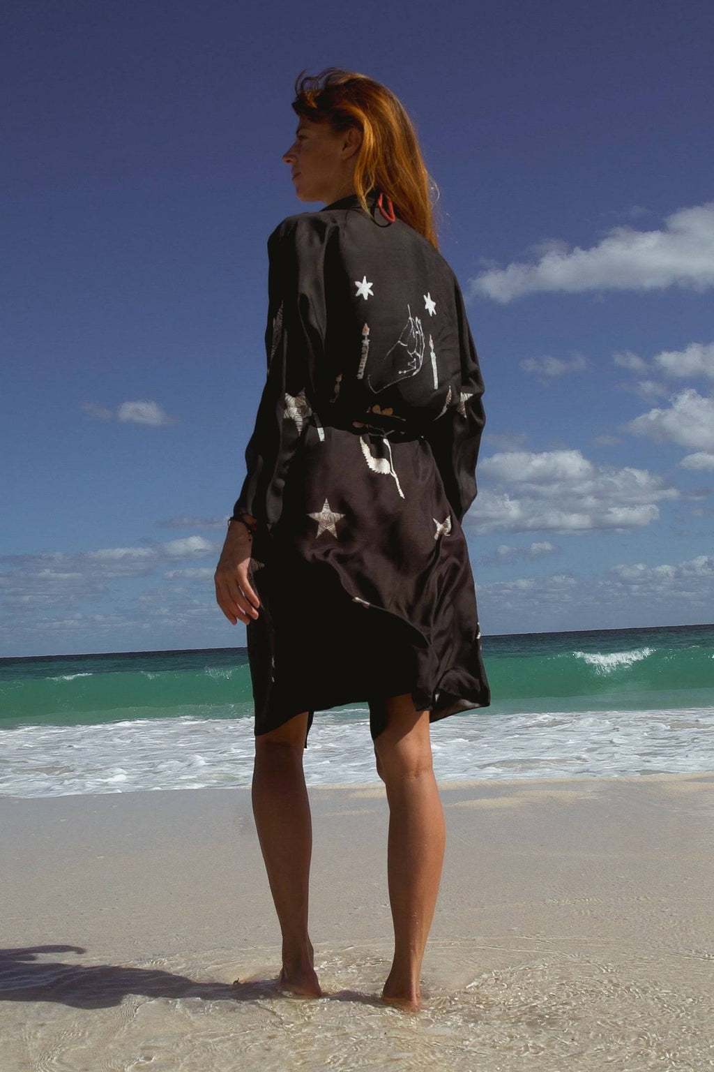 The Rigel Silk Robe in Starry Night