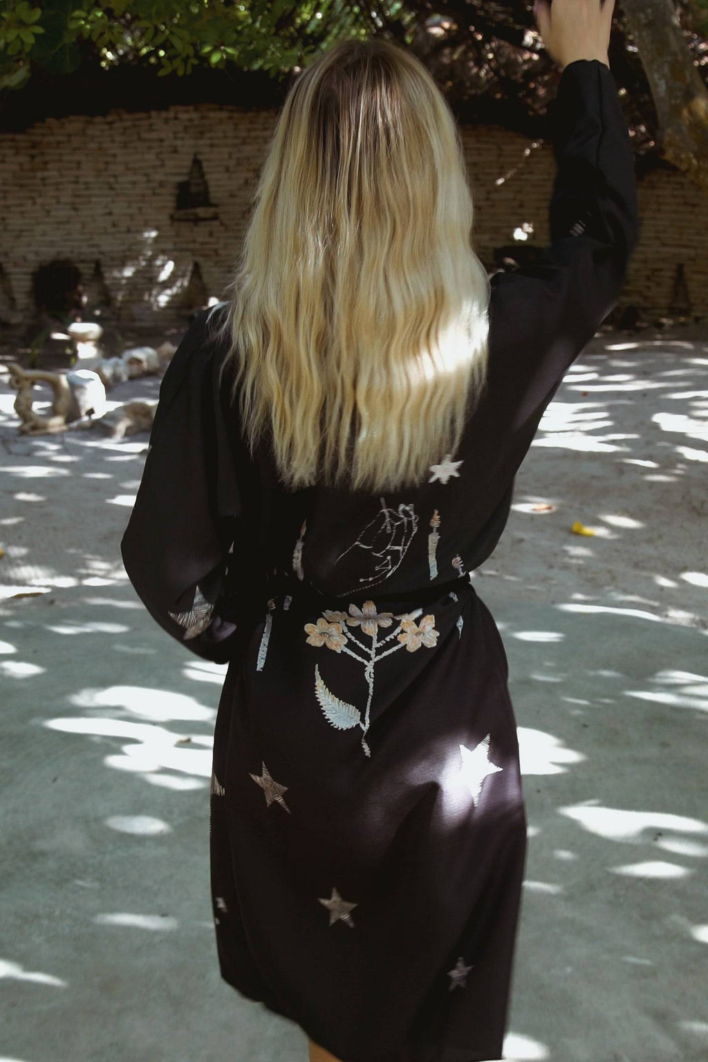 The Rigel Silk Robe in Starry Night