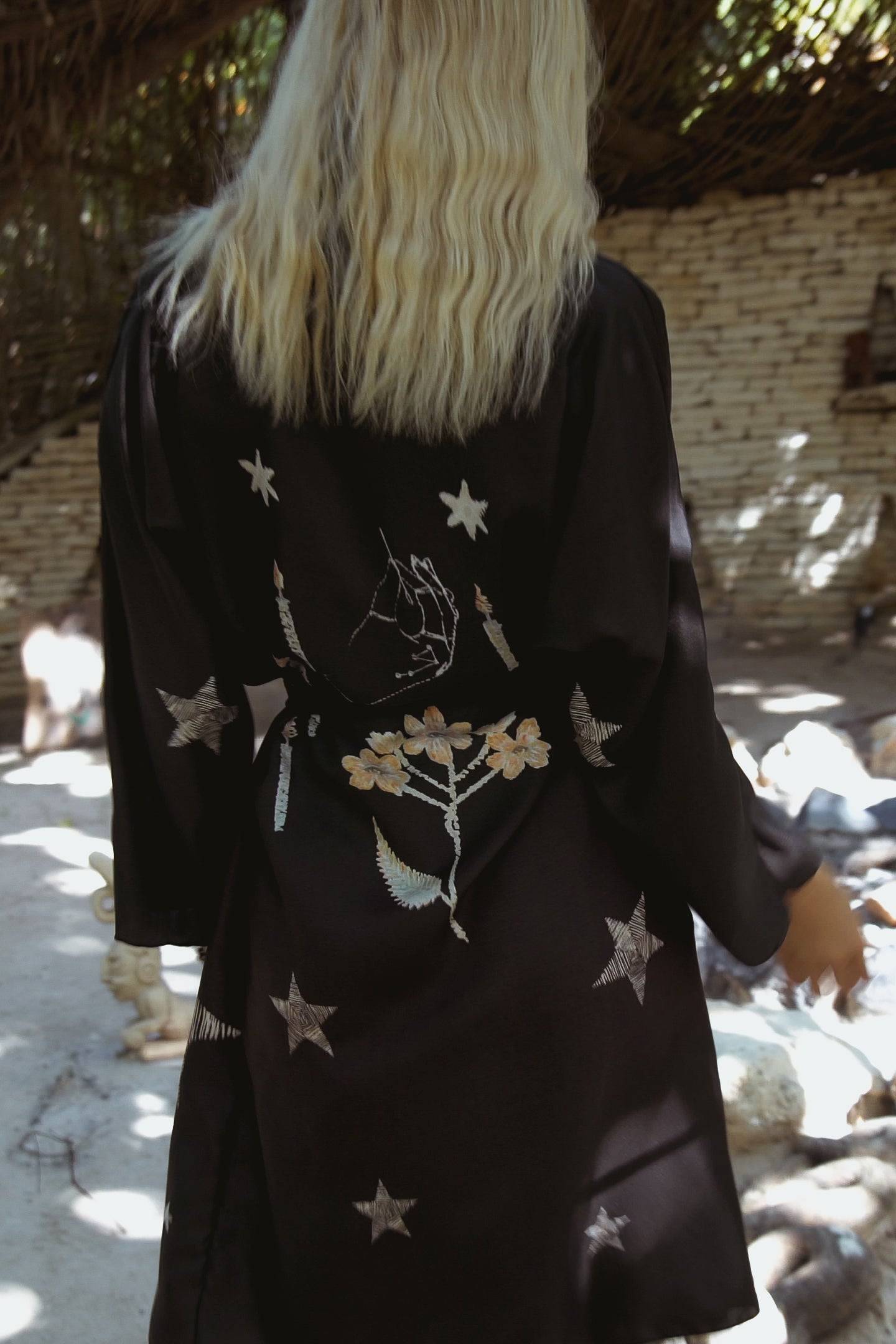 The Rigel Silk Robe in Starry Night