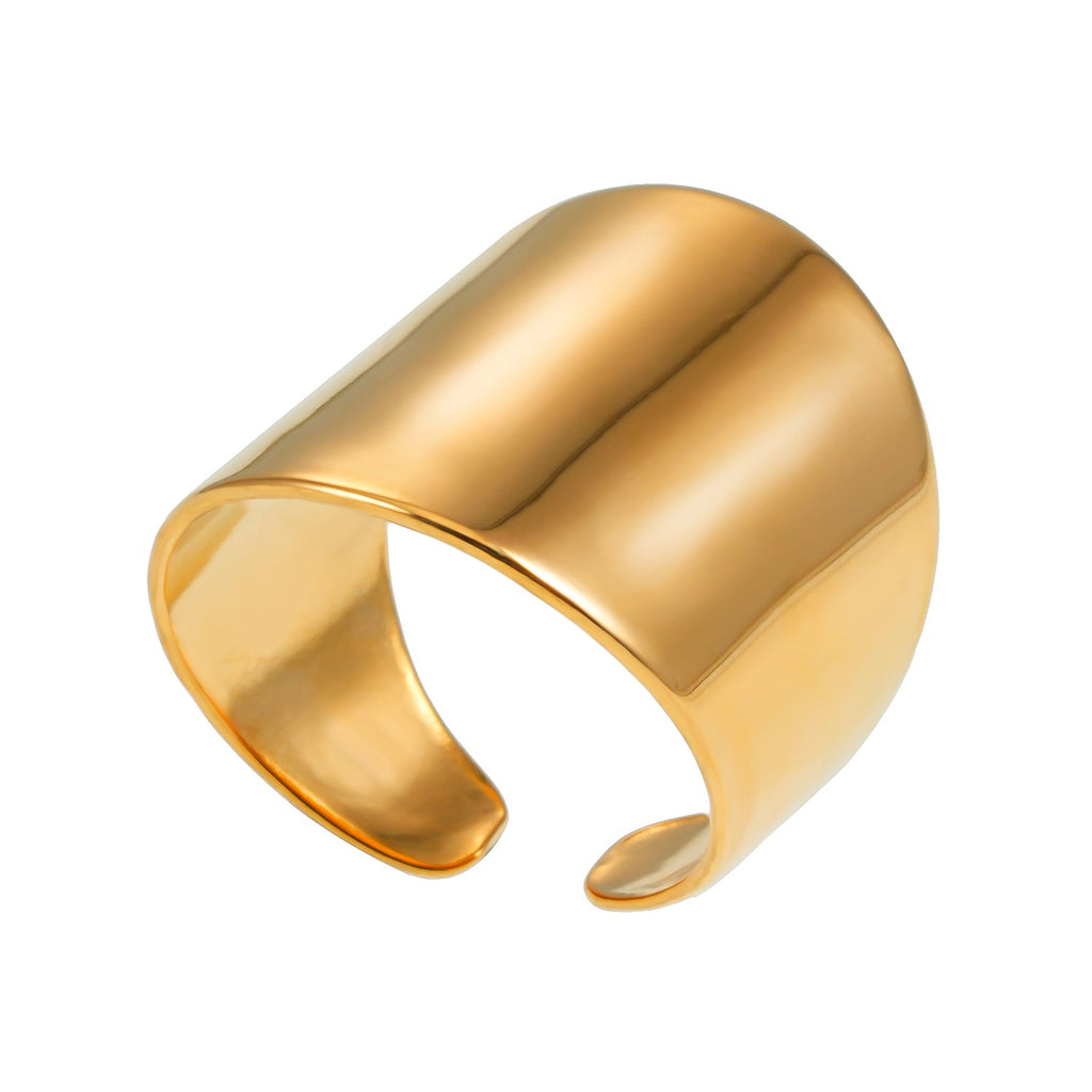 GOKOU : Bague moderniste en or à large bande allongée.