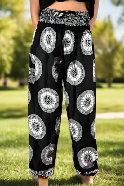 Black & White Circle Print Bali Pants