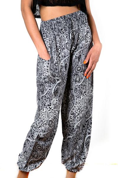 Black & White Paisley Print Bali Pants