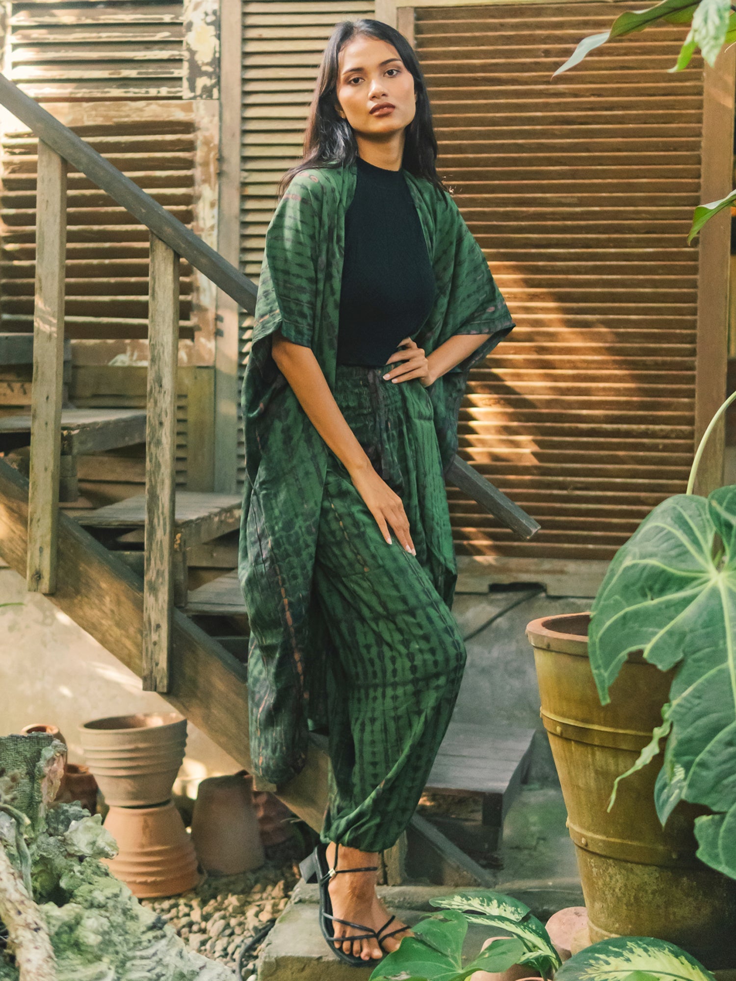 Bone Tie Dye Bali Pants - Green