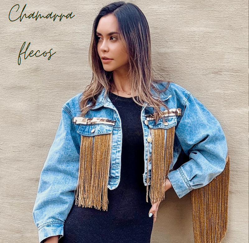 Denim Jacket Hand made Flecos design