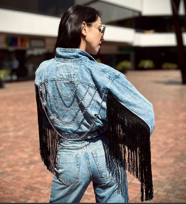 Denim Jacket Hand made Flecos design