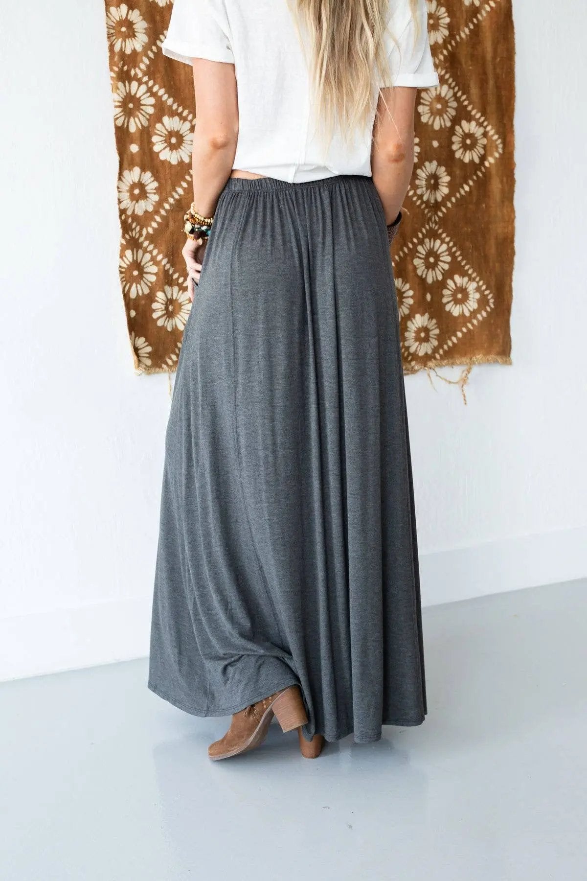 The Perfect Pocketed Maxi Skirt - Charcoal Three Bird Nest
