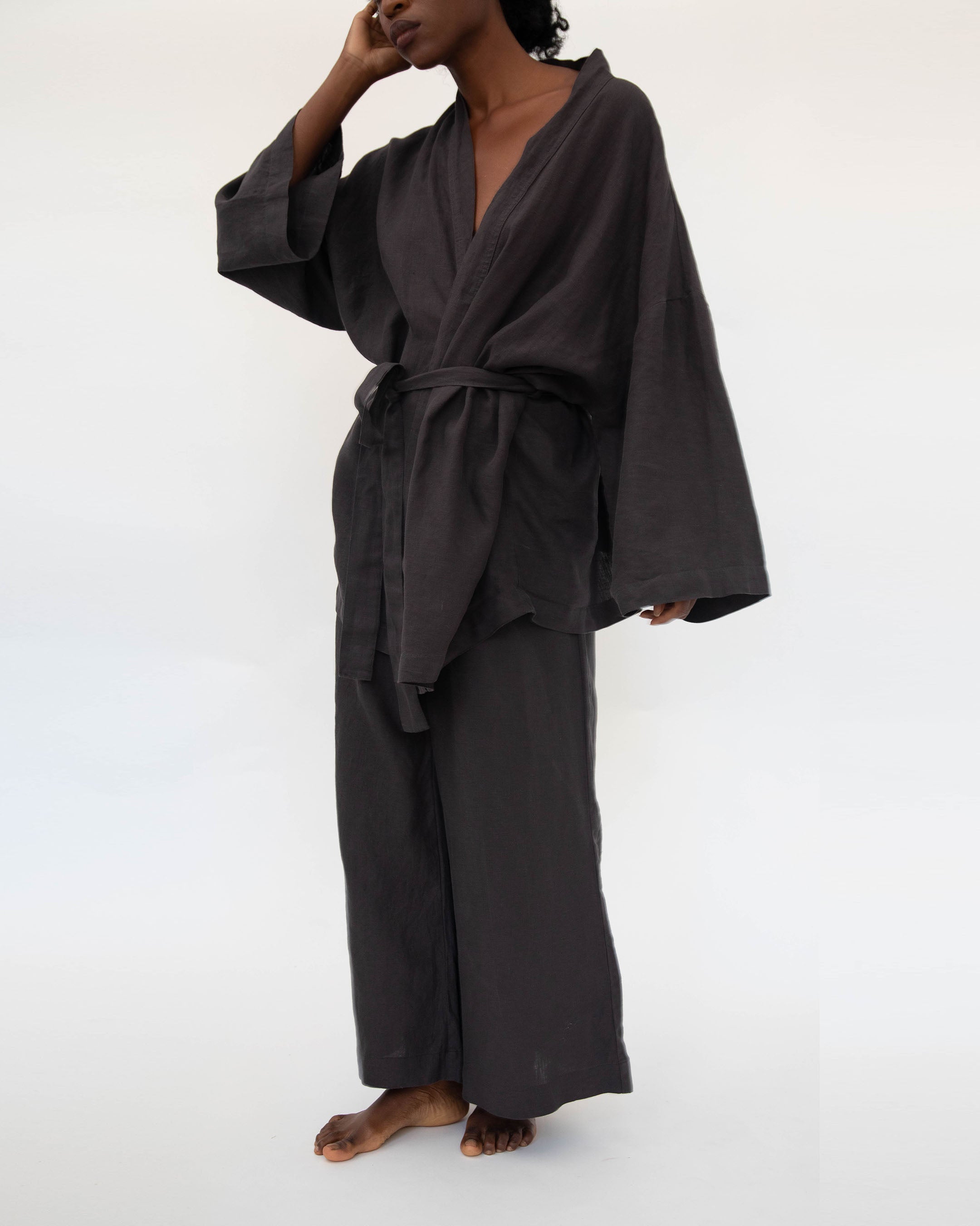 Lin de lin français : Ensemble Kimono en lin Naoko