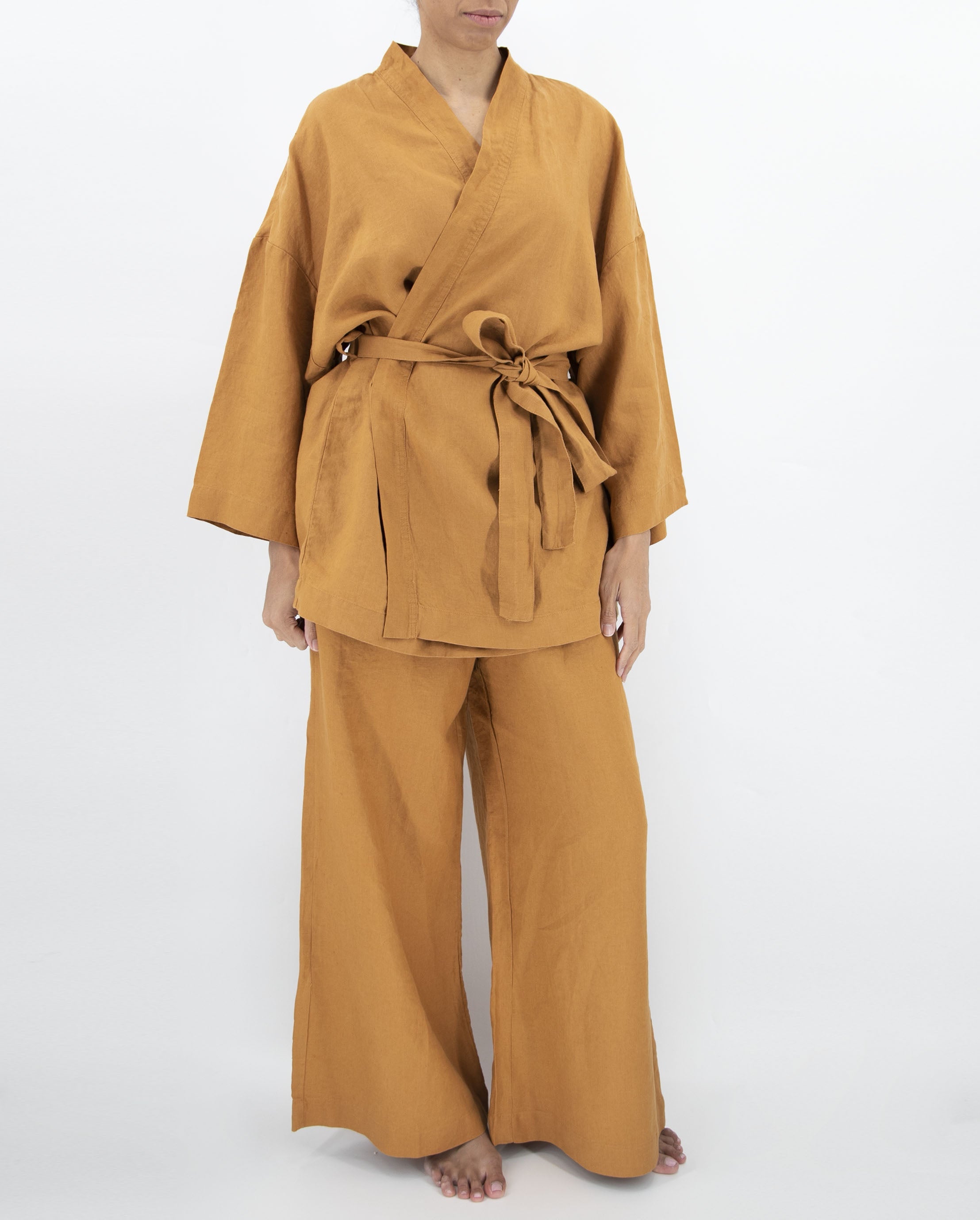 Lin de lin français : Ensemble Kimono en lin Naoko